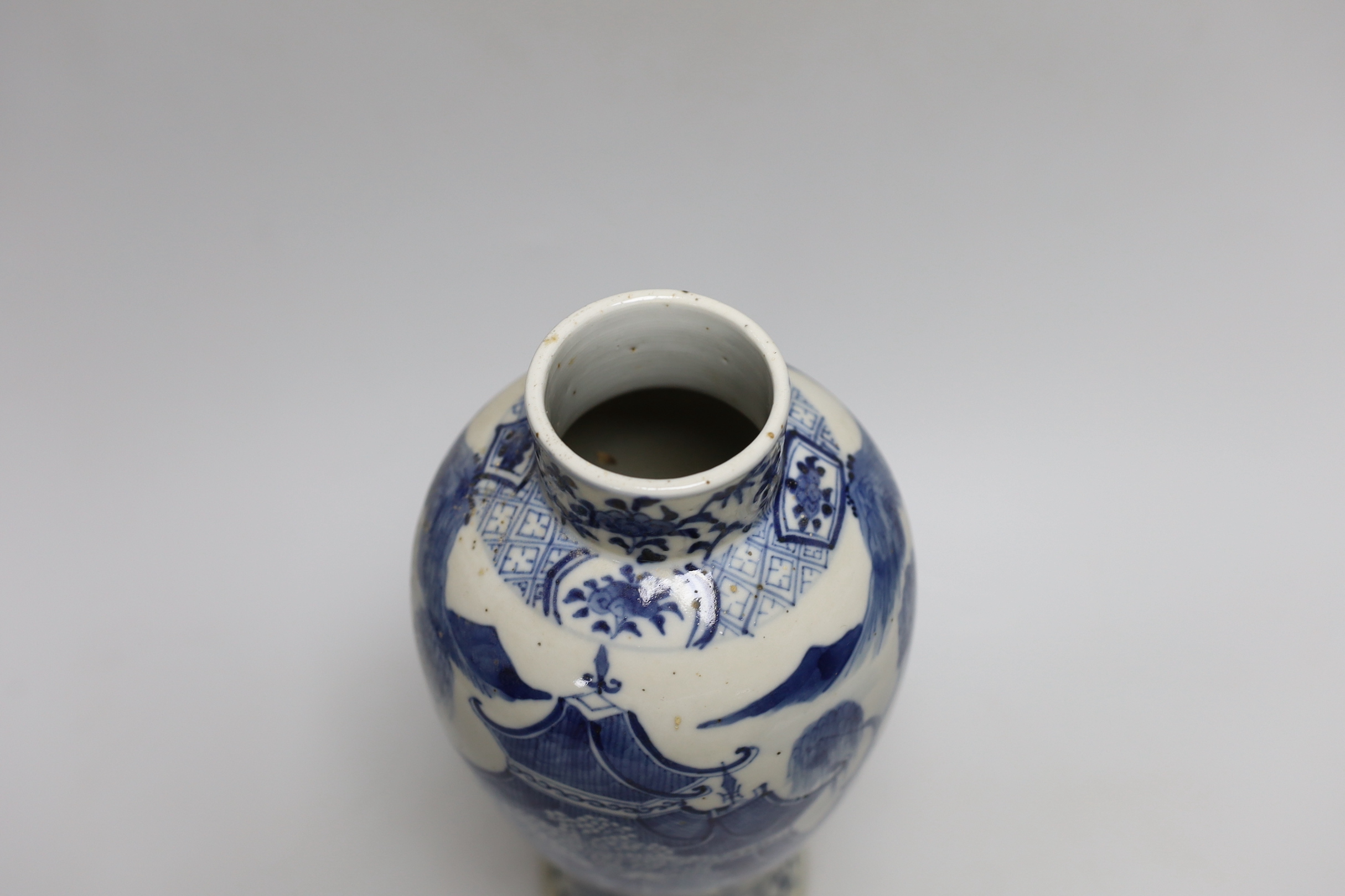 A 19th century Chinese blue and white vase, 27cm